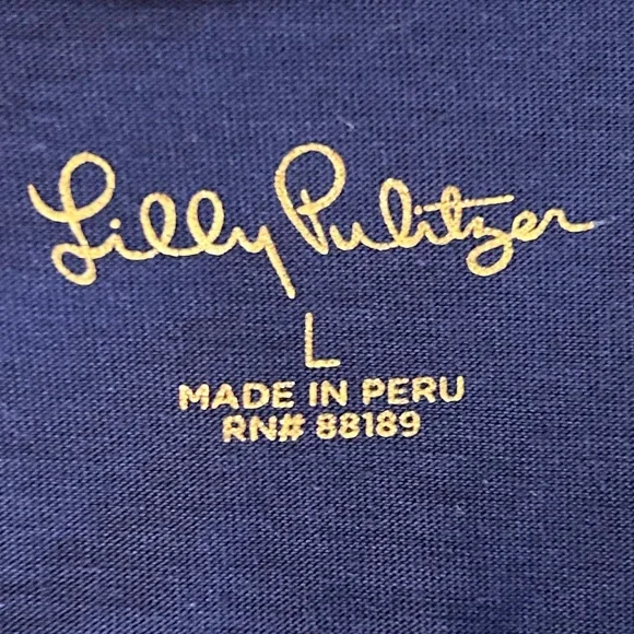 Lilly Pulitzer | Women’s ‘True Navy’ Pima Cotton Brewster Tee Shirt Dress Size L - Picture 13 of 16